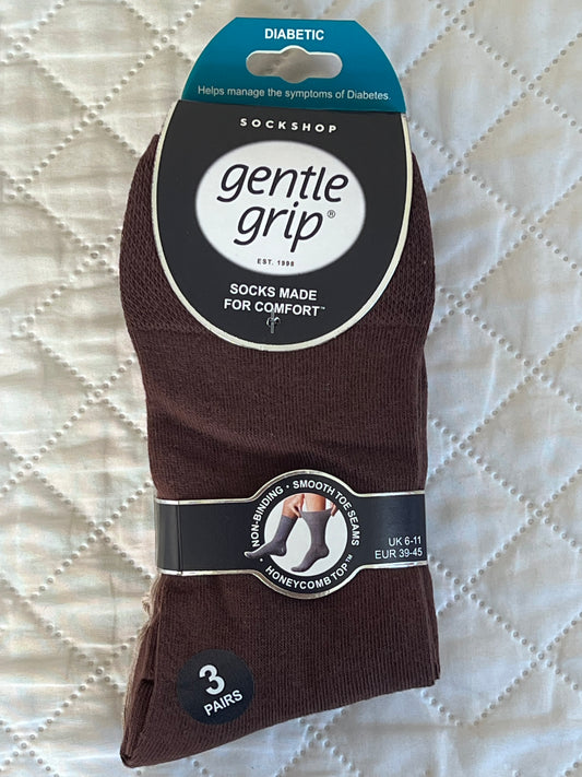 Gentle Grip Mens Diabetic Socks Brown Assortment UK 6-11