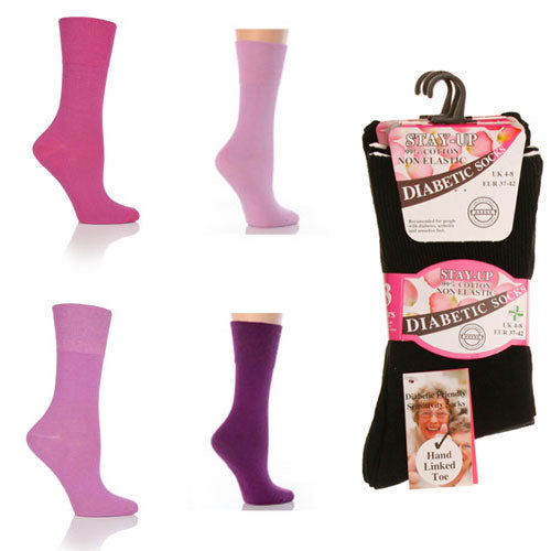 Stay-Up Ladies Diabetic Socks Assorted UK 4-8